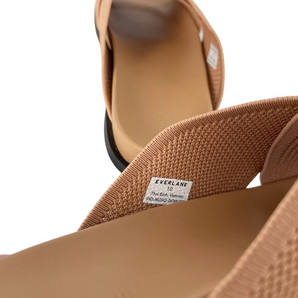 Everlane The ReKnit Form Crossover Sandal Caramel Tan Size 10 NWOB - Picture 6 of 9